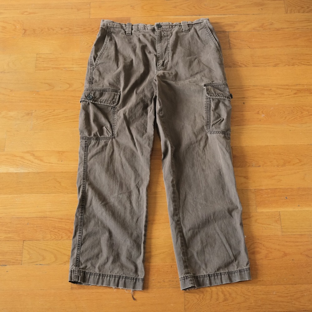 Dockers Cargo Pants Mens Brown Relaxed Fit Distressed Gorpcore 34x32 Flat Front